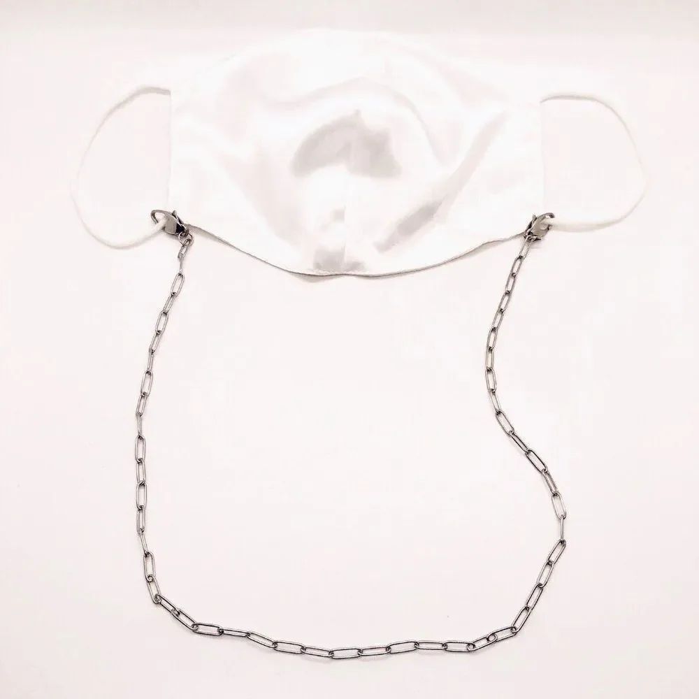 Silver Stainless Steel Paperclip Link Mask Chain Necklace